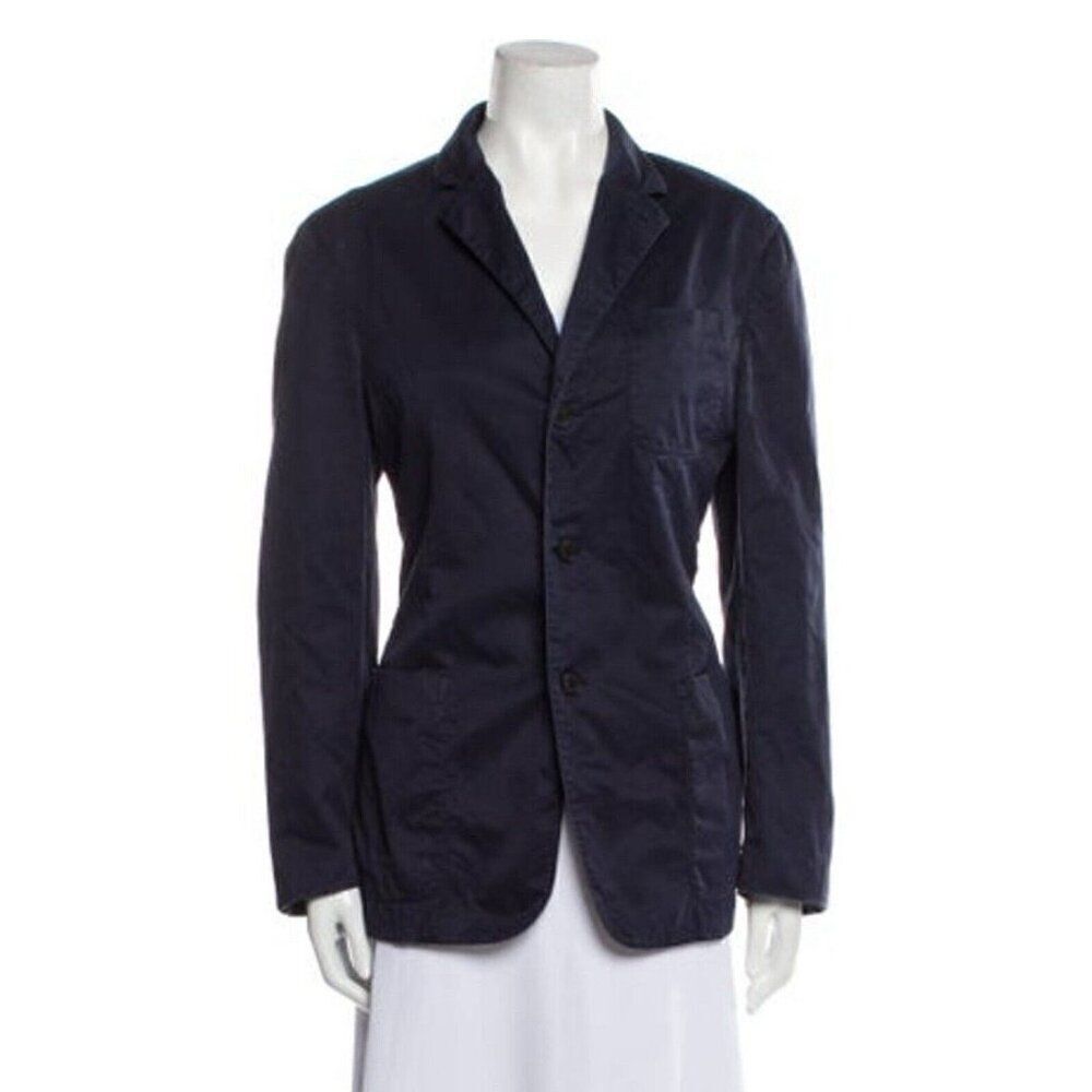 Prada Authentic Solid Midnight Blue Long Sleeve B… - image 1